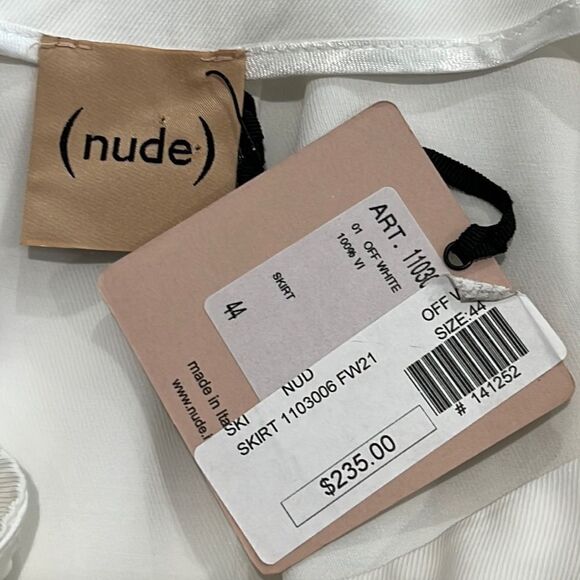 NWT Nude White Ruched MIDI Skirt Size 44/ US 8 - Picture 11 of 14